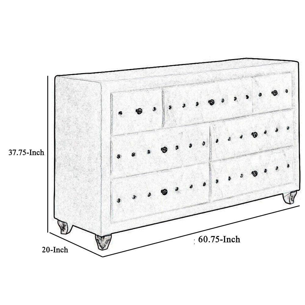 Black Velvet Upholstered Dresser with Crystal Tufted Drawers