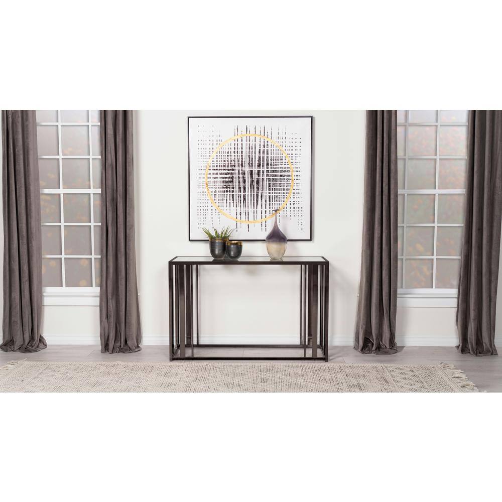 Adri Black Nickel Rectangular Glass Top Sofa Table
