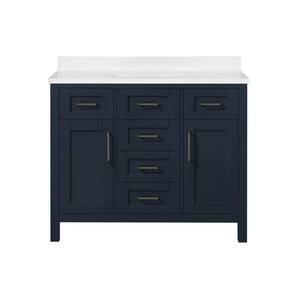 Tahoe III 42 in. W Bath Vanity in Midnight Blue with a Cultured Marble Vanity Top in White with White Basin