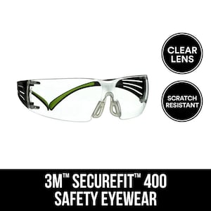 SecureFit 400 Black/Neon Green with Clear Anti-Fog Lenses Safety Glasses (Case of 6)