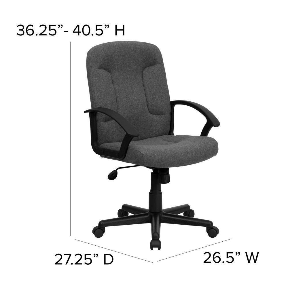 ErgoExec Mid-Back Gray Fabric Swivel Executive Chair with Nylon Arms