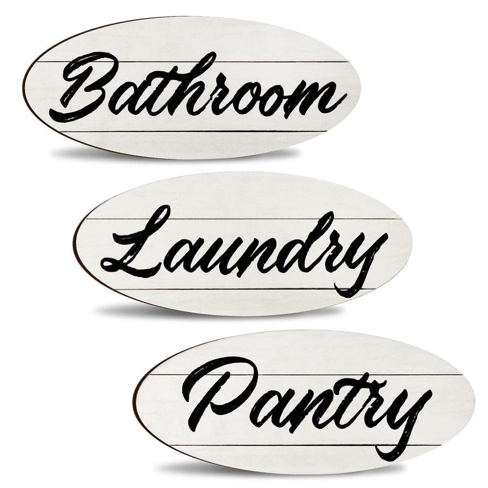 3 Pack Rustic Wood Farmhouse Wall Decor Sign Set Vintage Finish Bathroom Laundry Pantry Hanging Art Plaques price history on PriceWatchPro