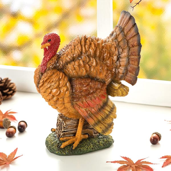 Glitzhome 9 5 In H Thanksgiving Resin Turkey Table Decor 2006000089   Glitzhome Indoor Fall Decorations 2006000089 64 600 