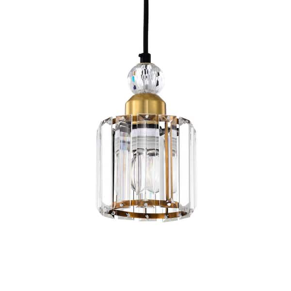 Warehouse of Tiffany Sree 6 in. 1-Light Indoor Matte Black and Brass Pendant with Light Kit