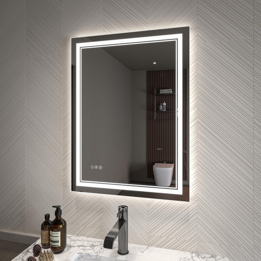 24 in. W x 32 in. H Rectangular Frameless Silver Dimmable Fog Free Wall Mount Bathroom Vanity Mirror price history on PriceWatchPro