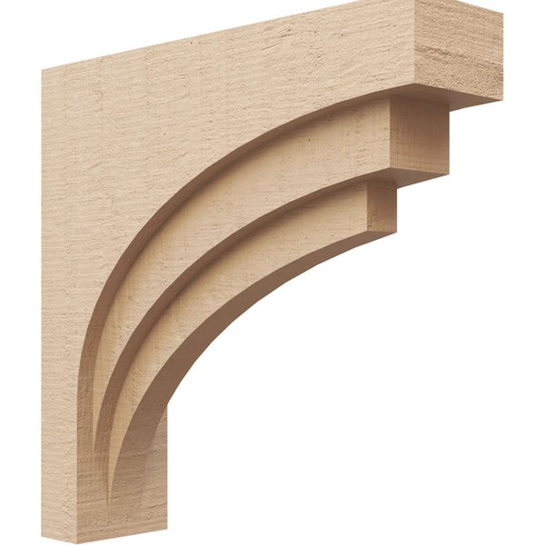 Ekena Millwork 6-in. x 24-in. x 24-in. Series 1 Thin Rockford Rough Cedar Woodgrain Timberthane Polyurethane Corbel, Primed Tan