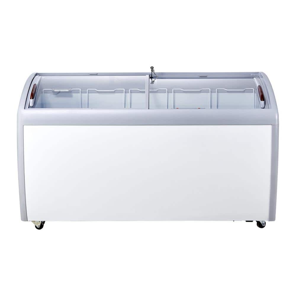 27.2 in. 16.3 cu. ft. Commercial Ice Cream Display Case Manual Defrost Chest Freezer Glass Top Deep Freezer in White