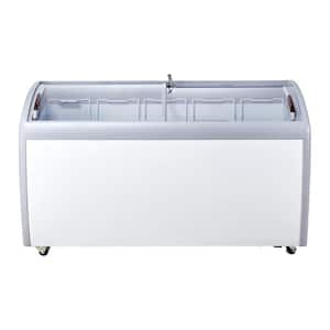 27.2 in. 16.3 cu.ft. Commercial Ice Cream Display Case Manual Defrost Chest Freezer Glass Top Deep Freezer in White