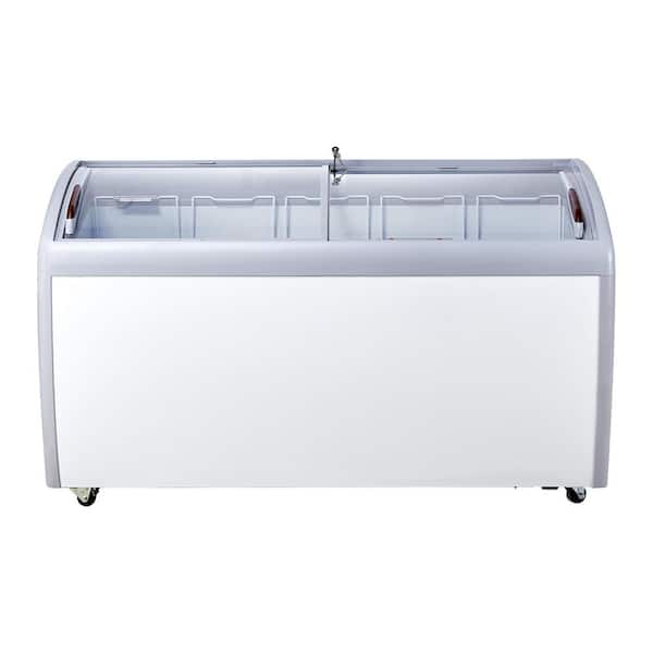 VEVOR 27.2 in. 16.3 cu. ft. Commercial Ice Cream Display Case Manual Defrost Chest Freezer Glass Top Deep Freezer in White