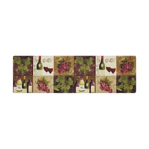 Wine Tile Brown 17.5 in. x 60 in. Global Synthetic Kitchen Mat