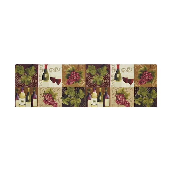Chef Gear Wine Tile Brown 17.5 in. x 60 in. Global Synthetic Kitchen Mat