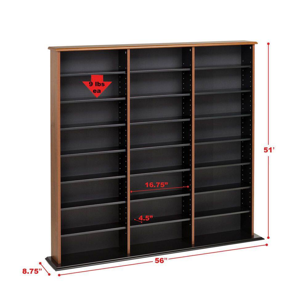 Cherry and Black Triple Width Media Storage Tower