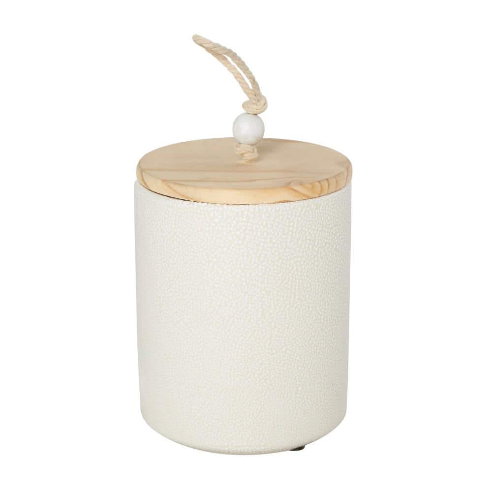White Glass Canister Set with Wooden Lids