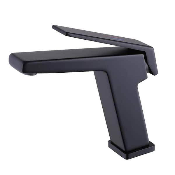 AIMADI Single-Handle Single-Hole Bathroom Faucet Brass Deck Mounted Bathroom Sink Taps in Matte Black