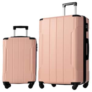 Pink Lightweight 2-Piece Expandable ABS Hardshell Spinner Luggage Set with TSA Lock and Reinforced Corner Bumpers