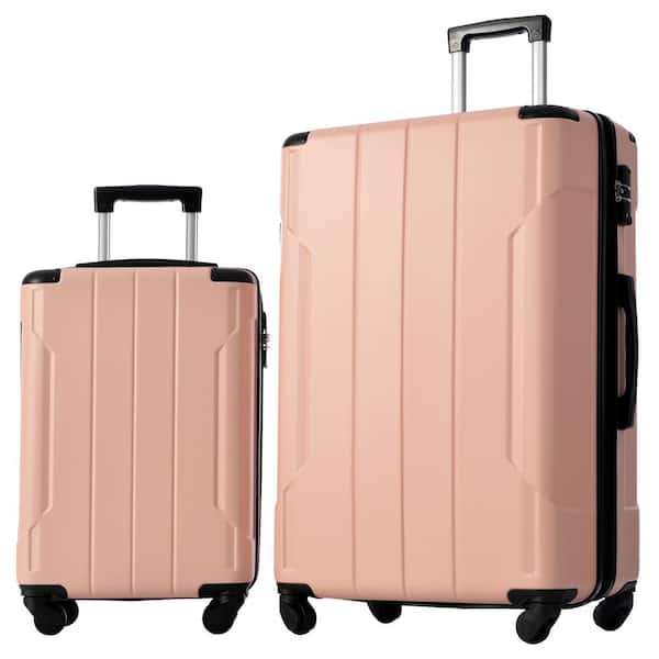 Merax Pink Lightweight 2-Piece Expandable ABS Hardshell Spinner Luggage Set with TSA Lock and Reinforced Corner Bumpers