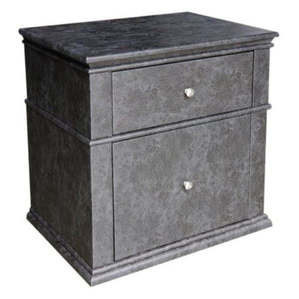 Benjara 26.5 in. 2-Drawer Grey Wooden Nightstand