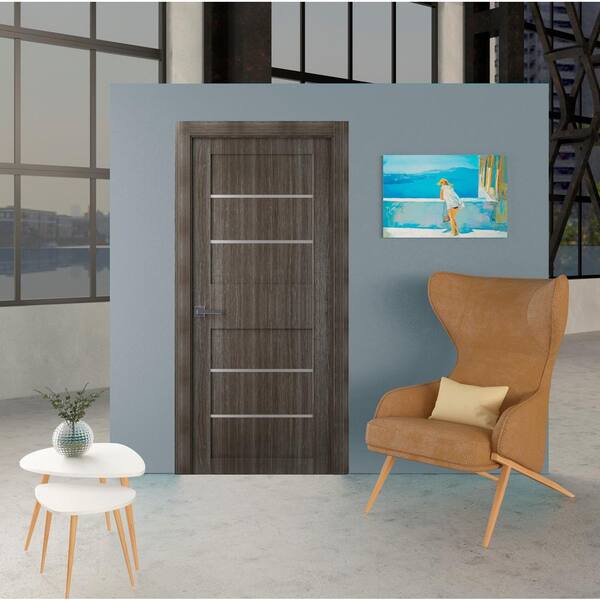 30 in. x 80 in. Liah Gray Oak Finished Frosted Glass 4-Lite Solid Core Wood Composite Interior Door Slab No Bore 30 in. x 80 in. Liah Gray Oak Finished Frosted Glass 4-Lite Solid Core Wood Composite Interior Door Slab No Bore