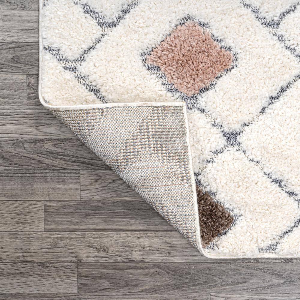 Astrid Multi/Cream Synthetic Trellis Runner Rug, 2 ft. x 8 ft.