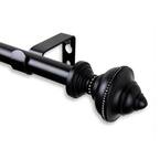 48 in. - 84 in. Telescoping 5/8 in. Single Curtain Rod Kit in Black with Palace Finial