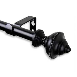 84 in. - 120 in. Telescoping 5/8 in. Single Curtain Rod Kit in Black with Palace Finial