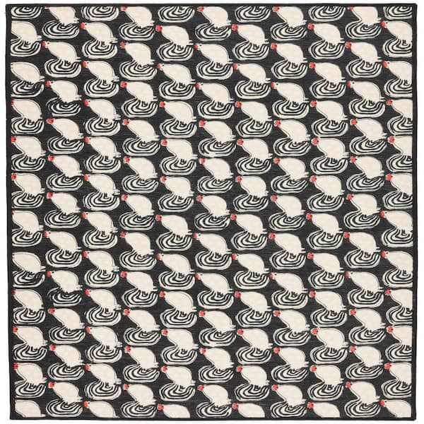 Cockadoodledoo Machine Washable Multi 2.6 ft. x 8 ft. Indoor Area Rug