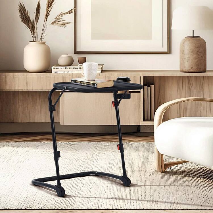 Homy Casa Base Black 21.26 in. W Modern Rectangle Plastic End, Side Table with Adjustable Height for Residential(Capacity 44 lbs.)