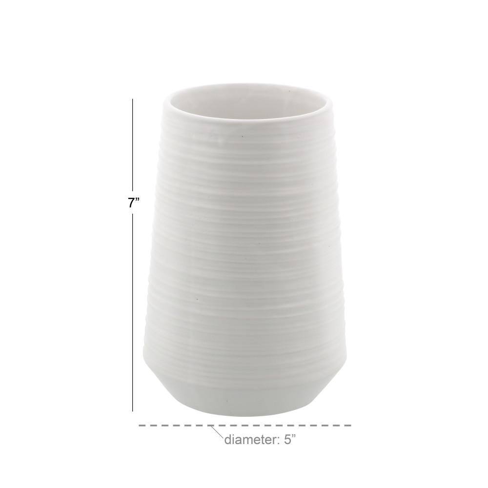 7" White Ribbed Porcelain Vase