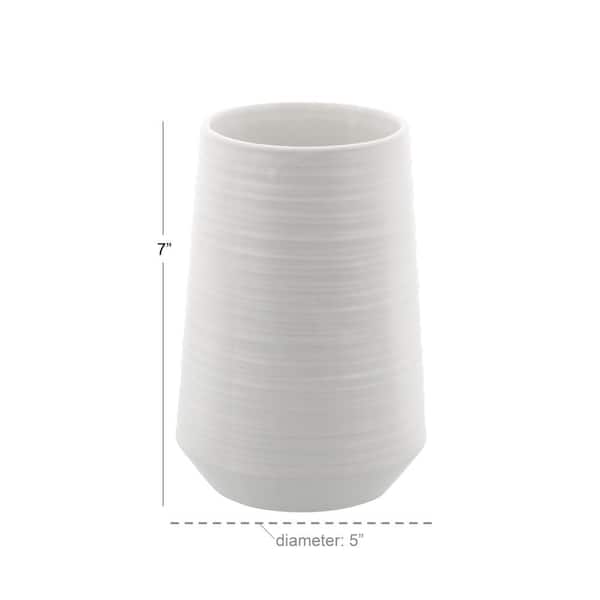 CosmoLiving by Cosmopolitan 7 in. White Ribbed Porcelain Ceramic