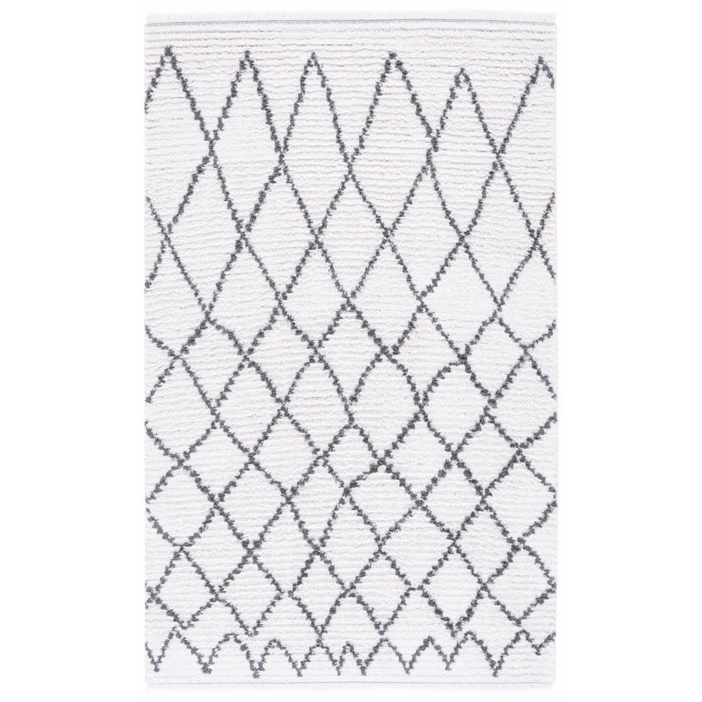 SAFAVIEH Augustine Ivory/Grey 6 ft. x 10 ft. Geometric Trellis Area Rug ...