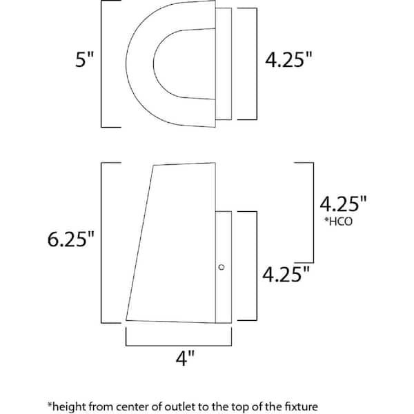 1-Light Black Integrated LED Outdoor Wall Lantern Sconce