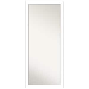 Oversized Satin White Wood Hooks Modern Mirror (64.25 in. H X 28.25 in. W)