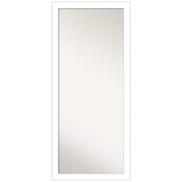 Amanti Art Oversized Satin White Wood Hooks Modern Mirror (64.25 in. H X 28.25 in. W)