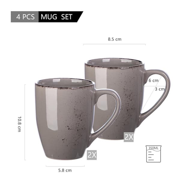 Set of 6 LARGE Clear Glass Coffee Mugs Tea Cappuccino Mug Glass Cups 340ml