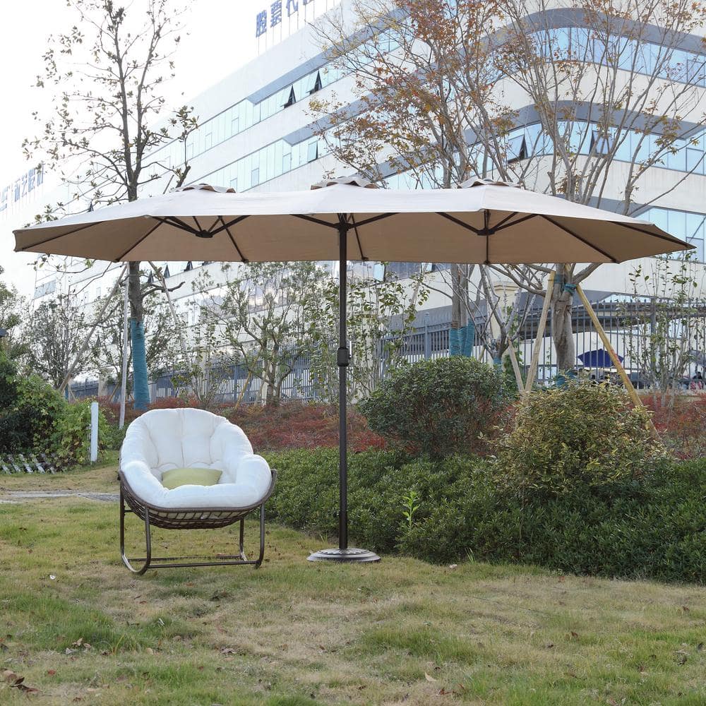 14.8 ft. x 8.8 ft. Market Double-Sided Outdoor Patio Umbrella Rectangular L