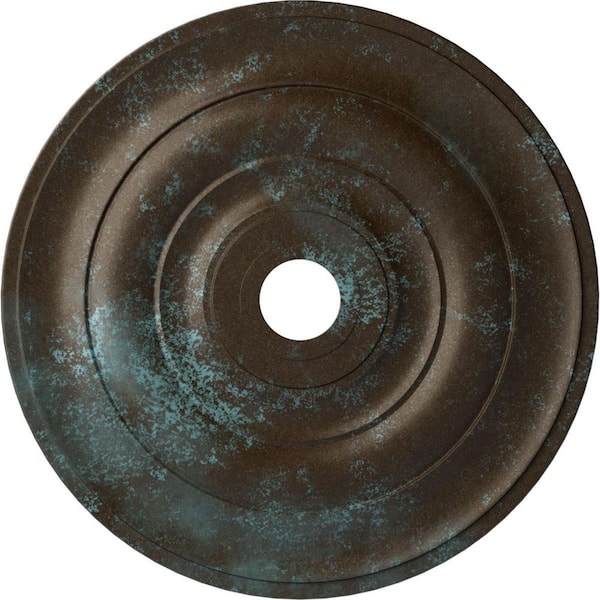 Ekena Millwork 1-1/2" x 26-1/2" x 26-1/2" Polyurethane Jefferson Ceiling Medallion, Hand-Painted Bronze Blue Patina