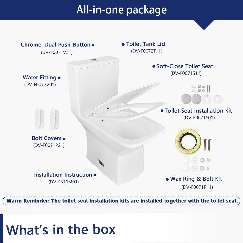 Ace White Ceramic Dual-Flush Elongated One-Piece Toilet