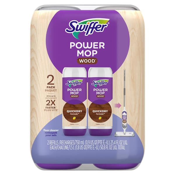 Power Mop 25.3 oz Lemon Scent Wood Floor Cleaner (2-Count, 6 Pack)