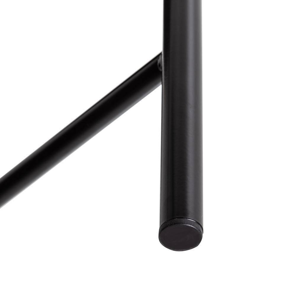 Sleek Matte Black Metal and Wood Round Side Table