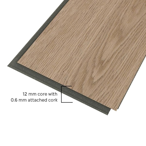 SUPEROAK Warm Hickory 12 mm T x 9.8 in. W x 73 in. L Waterproof