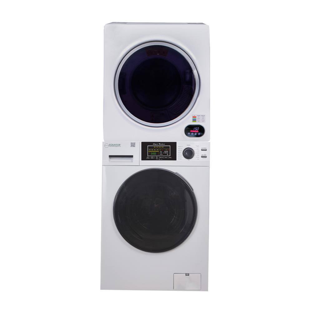 EQUATOR ADVANCED Appliances 110V 1.62 cu.ft. Washer w/Pet Cycle & 110V 3.5 cu.ft. Vented Digital Sensor Dryer stackable Washer Dryer Combo in white