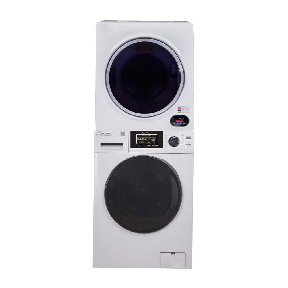 110V 1.62 cu.ft. Washer w/Pet Cycle &amp; 120V 3.5 cu.ft. Vented Digital Sensor Dryer stackable Washer Dryer Combo in White