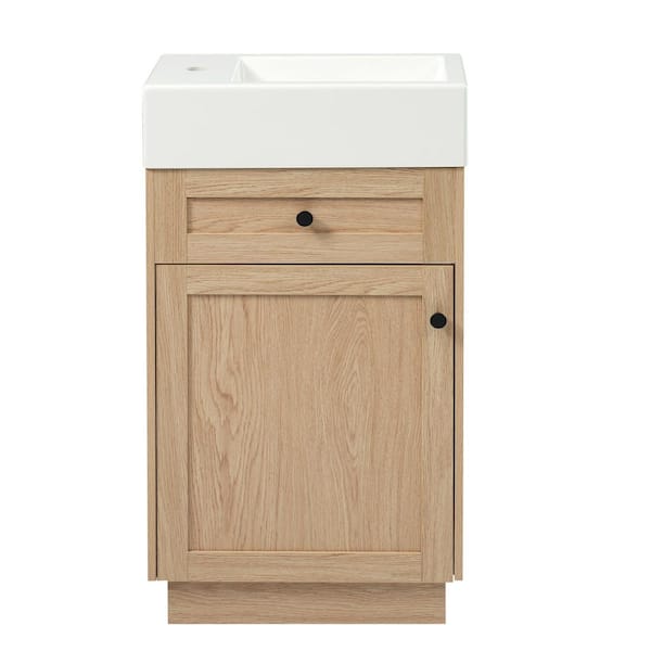 19 in. Freestanding Wood Bath Vanity with White Cultured Marble Top Unassembled