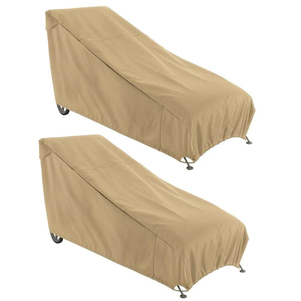 Classic Accessories Terrazzo 68 in. L x 30.5 in. W x 30 in. H Sand Patio Chaise Lounge Cover (2-Pack)