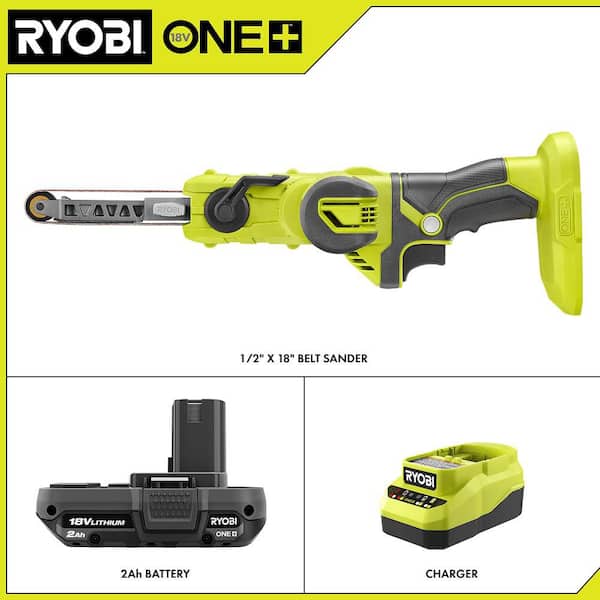 ONE+ 18V Cordless 1/2 in. x 18 in. Belt Sander with FREE 2.0 Ah Battery and Charger