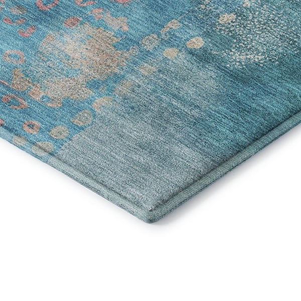 Mayfield Premium Machine Washable Abstract AMF2127 Teal 10 ft. x 14 ft. Area Rug