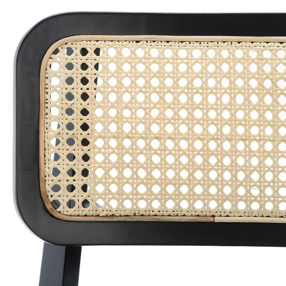 Black and Natural Cane Woven Dining Chair Set