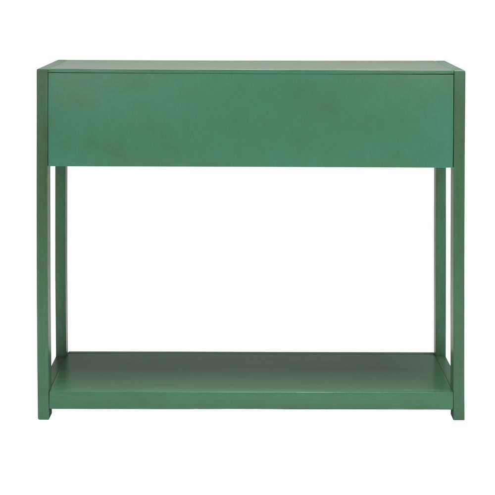 Sadie Turquoise Iron and Wood Console Table with Storage