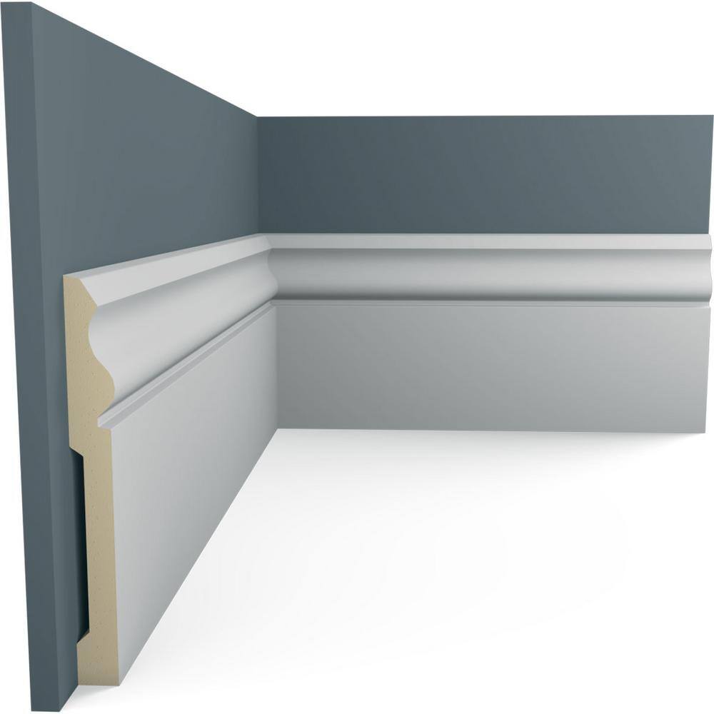 Primed Geometric Baseboard Moulding Sample, 12" Length