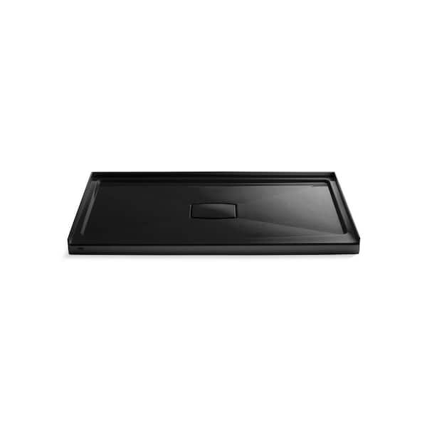 Archer 60 in. L x 36 in. W Alcove Shower Pan Base with Center Drain in Black
